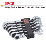 6PCS－Stubby－Flexible－Ratchet－Combo－Wrench－Set